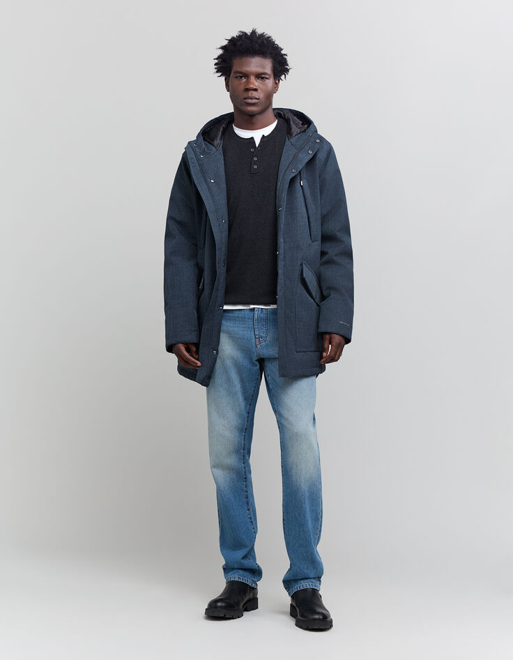 Parka indigo matelassée effet denim Homme-2