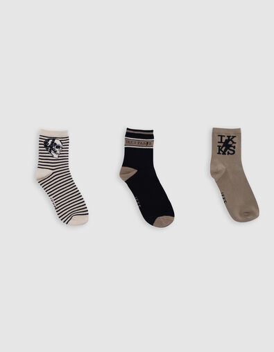 Boys' black, camel and ecru socks - IKKS