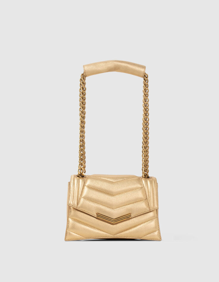 Damentasche THE 1 glitter aus goldfarbenem Metallic-Leder Größe S-1