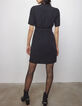 Women’s black Tencel and linen buttoned-front dress-2