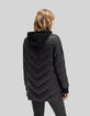 Women’s long light padded jacket+sweatshirt fabric hood-3