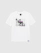 Boys’ white organic cotton T-shirt, SMILEYWORLD skaters photo-2