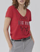 Women’s red studded slogan T-shirt-2