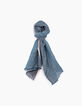 Men’s indigo scarf with denim-look stripes-1
