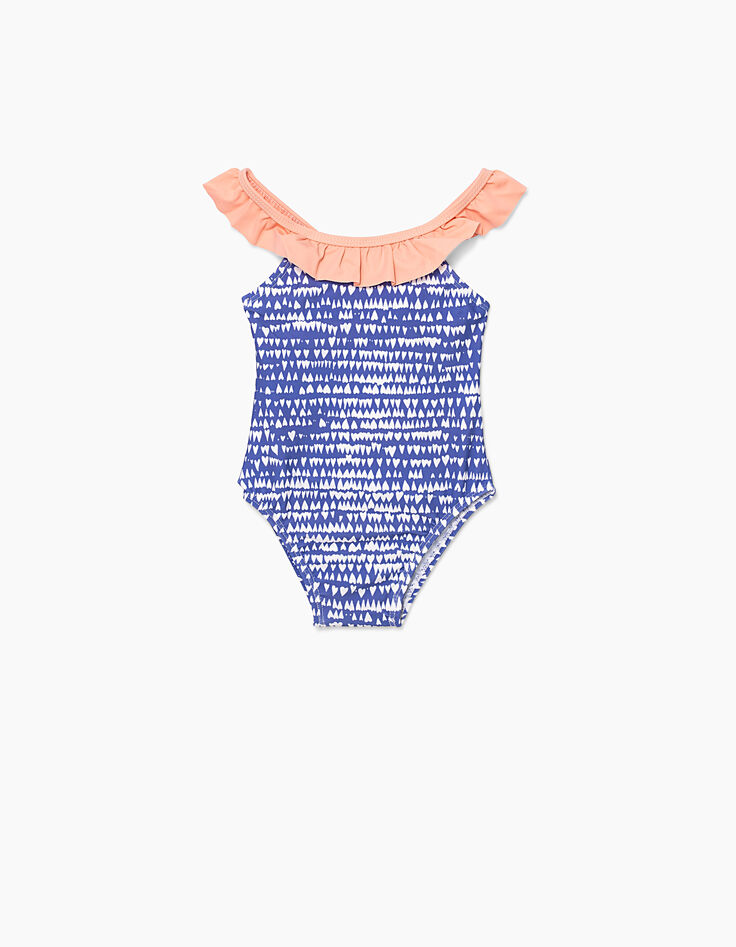 Traje de baño azul estampado corazones bebé niña-1