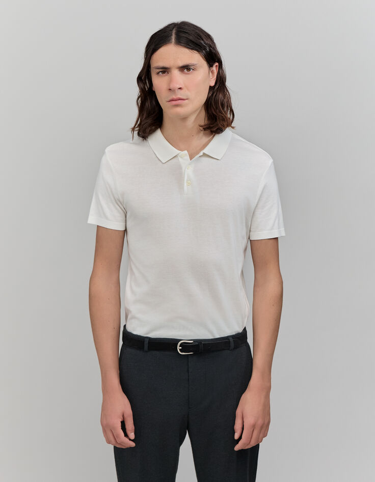 Men’s off-white cotton modal polo shirt-1