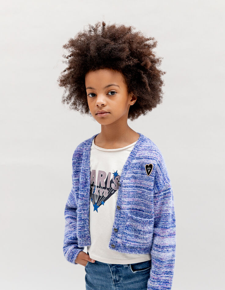 Girl's blue and pink knitted cardigan-1