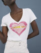 Camiseta blanco roto corazón y mensaje mujer-5