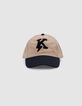 Boy’s camel cap with embroidered bouclette lightning-K-9