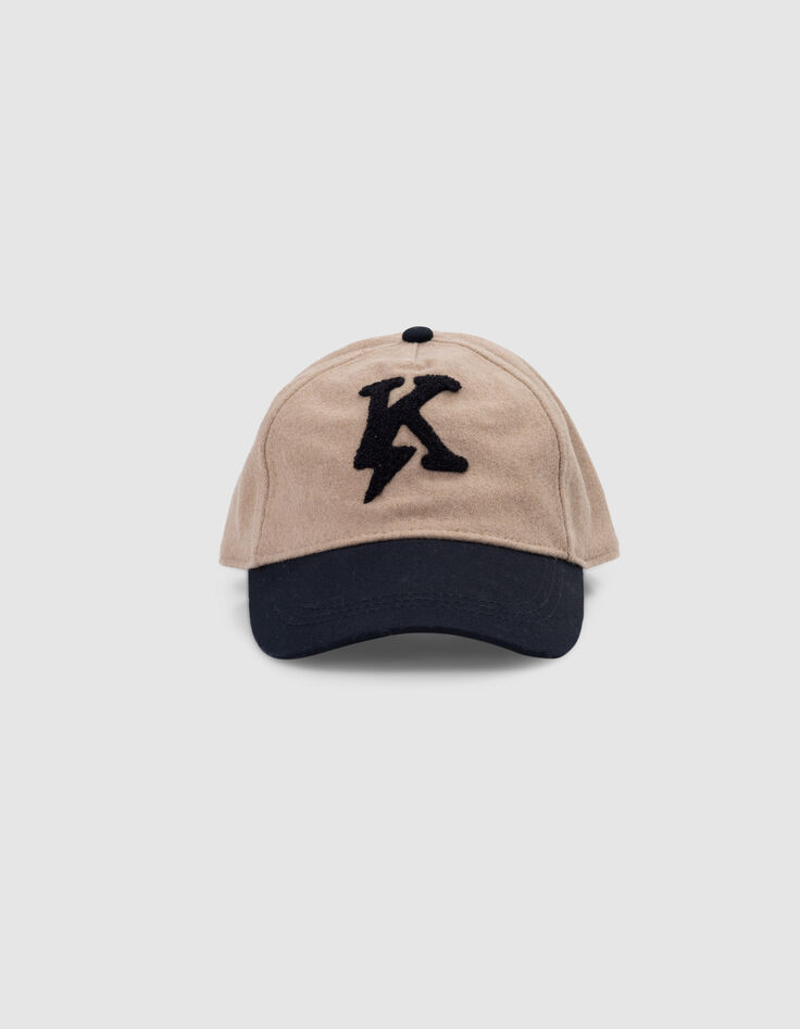 Boy’s camel cap with embroidered bouclette lightning-K-9