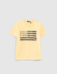 T-shirt jaune coton bio sequins réversibles-1