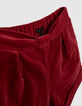 Girls' burgundy corduroy shorts with bow and belt-3