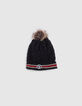 Boys’ dark navy striped knit beanie-1