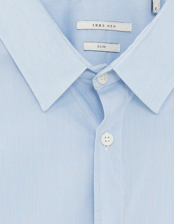 Men's sky blue thin-striped SLIM shirt-7