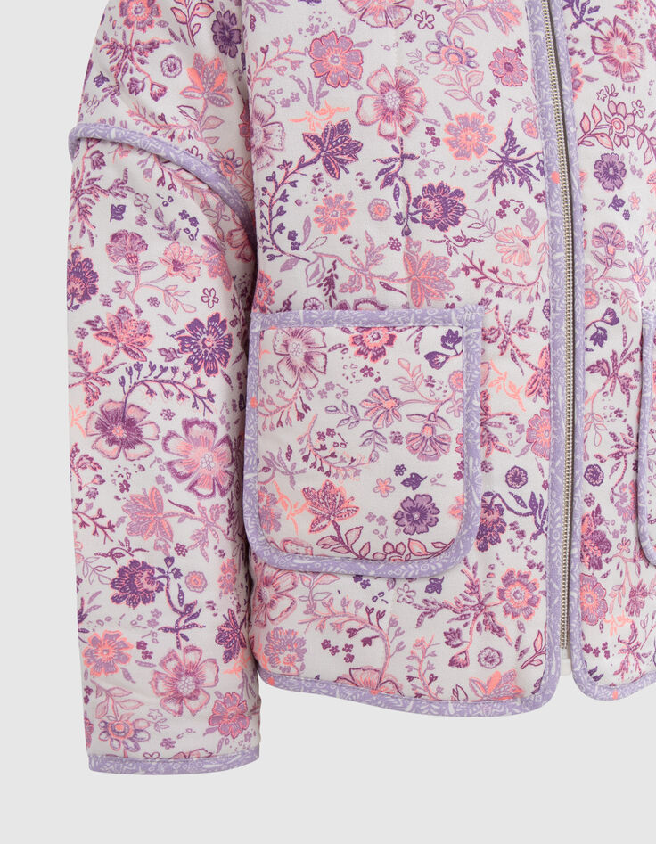 Girls’ off-white jacket with violet flower print-8