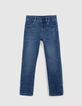 SLIM blue heavy-duty print and embossed jeans for boys-4