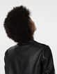 Women’s black zipped pocket lambskin leather jacket-5