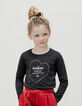 Black T-shirt organic cotton gold heart and message girl-1