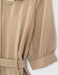 Combi short en tencel beige ceinture et poches femme-5