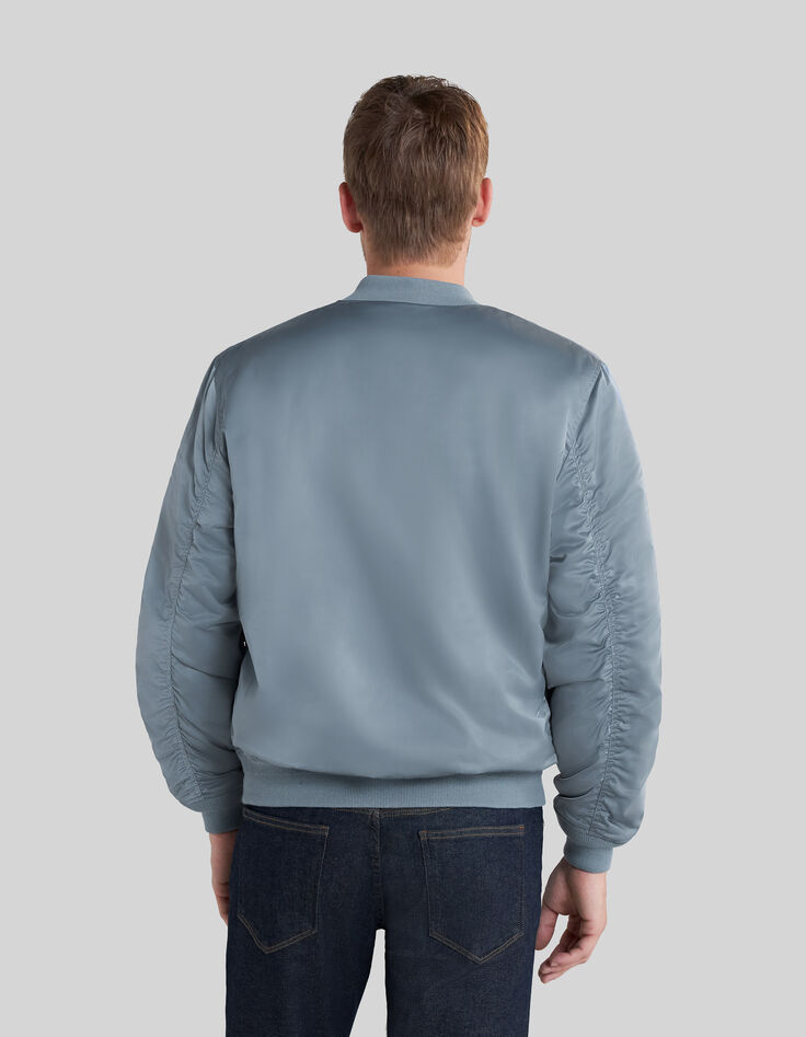 Men’s light blue satin nylon bomber jacket-3