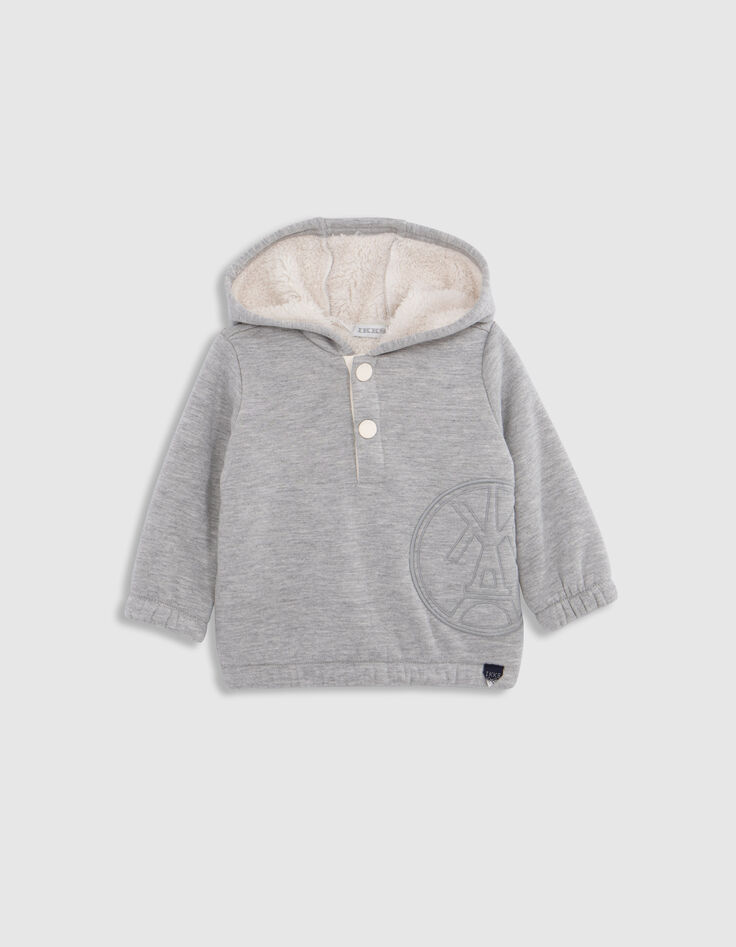 Sudadera bebé niño gris maxi bordada peluche-1