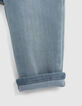 Blau gewaschene Baby-Jeans mit geripptem Bund-6