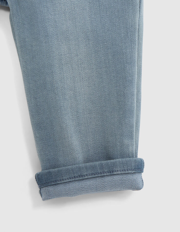 Blauwe washed jeans met geribde tailleband babyjongens-6