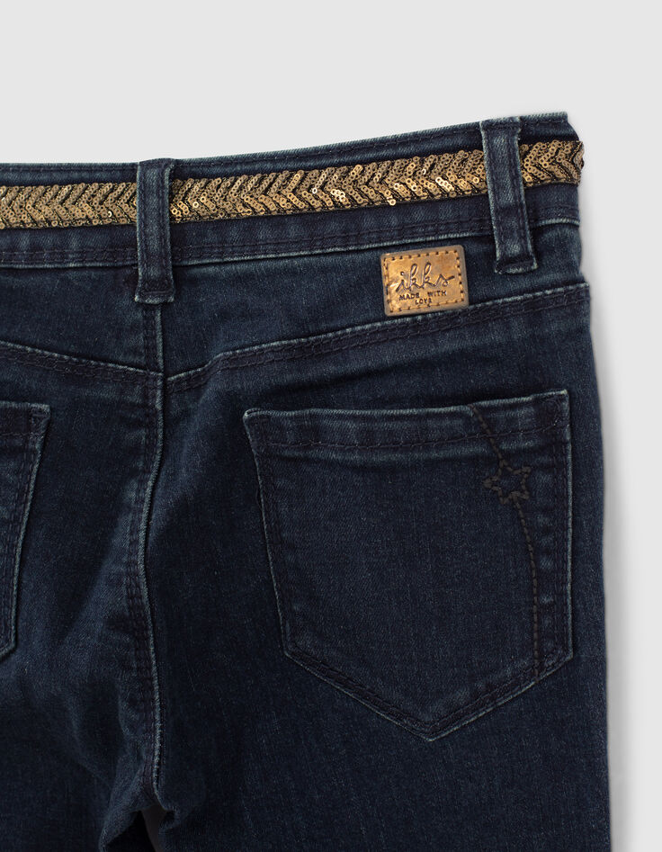 Girls’ rinse skinny jeans with braid waistband-6