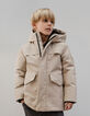 Boy's recycled beige parka with magnetic fastening-1