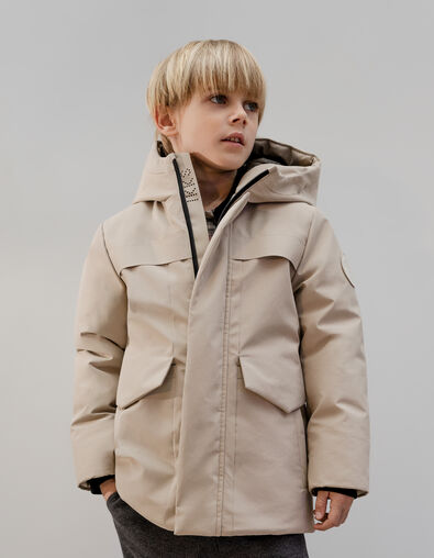 Boy's recycled beige parka with magnetic fastening - IKKS