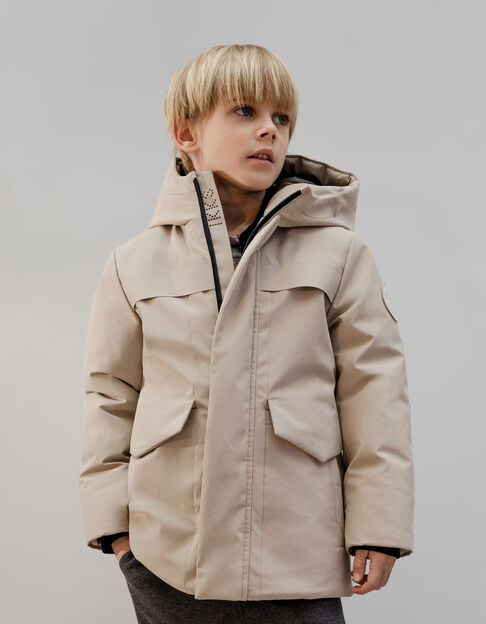 Boy's recycled beige parka with magnetic fastening - IKKS