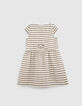 Girls’ ecru dress with striped motif jacquard-5