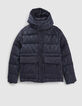 Boys’ navy mixed-fabric padded jacket with Way monogram-1