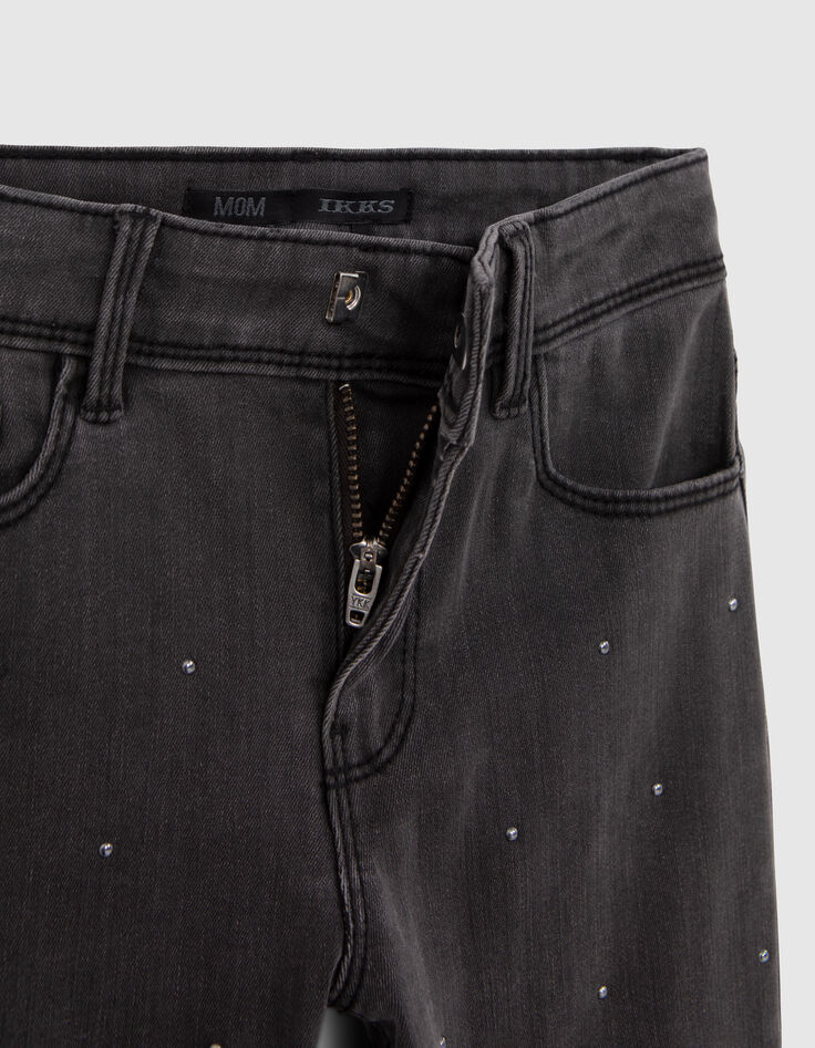 MOM washed black jeans with girl studs-8