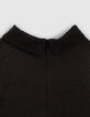 Girls’ black mixed-fabric dress with pleated back-4