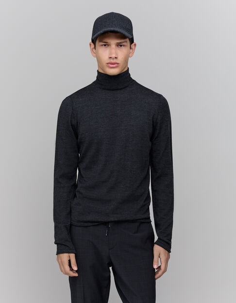 Pull anthracite tricot col roulé Homme - IKKS