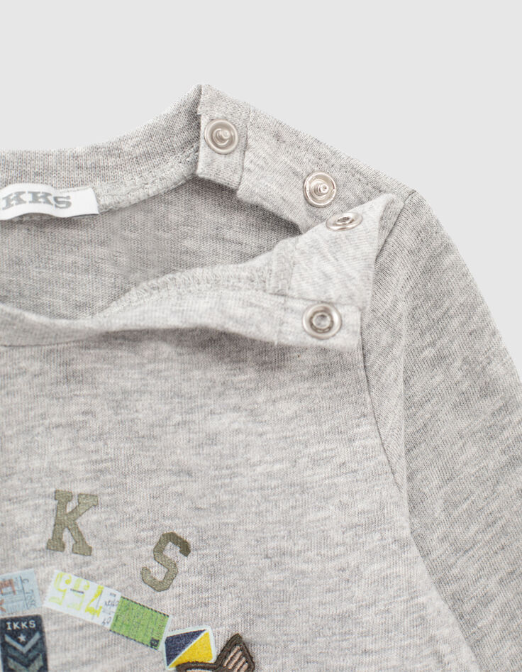 Camiseta gris motivos e insignias aviadores bebé niño -5