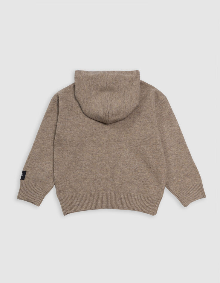 Pull camel tricot badge K broderie bouclette garçon-4