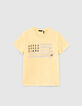 T-shirt jaune coton bio sequins réversibles-2