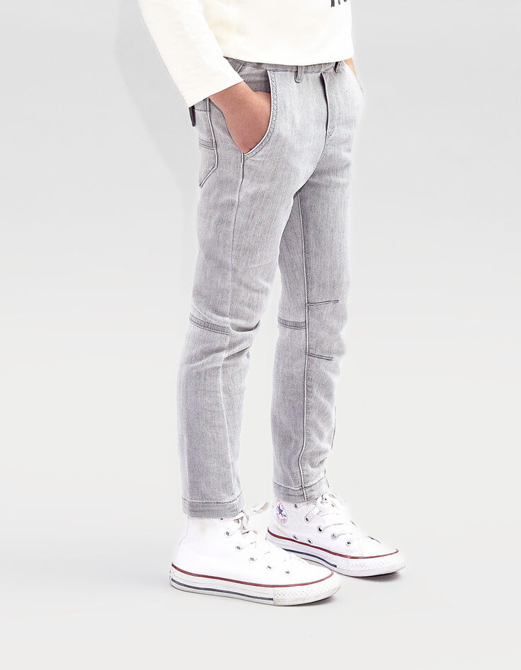 Jean JOGGER gris découpes genoux garçon-1