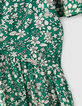 Lange groene jurk LENZING™ ECOVERO™ microbloemetjes meisjes-7