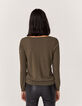 Women’s khaki military-style beaded knit sweater-3