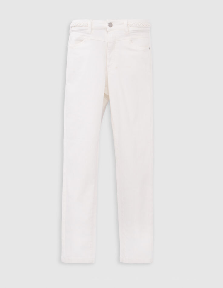 Pantalón vaquero slim blanco stretch cinturón trenzado-6