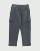 BATTLE grey jogging suit reflective label pocket boy-4