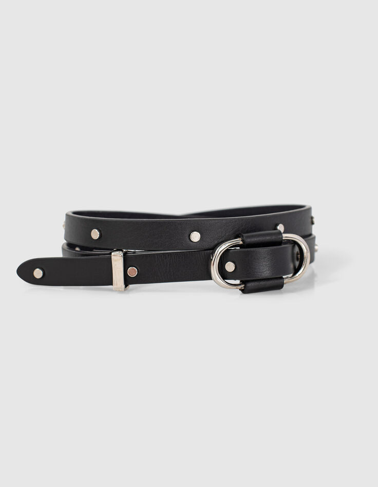 Ceinture noire cuir lisse clouté I.Code-4