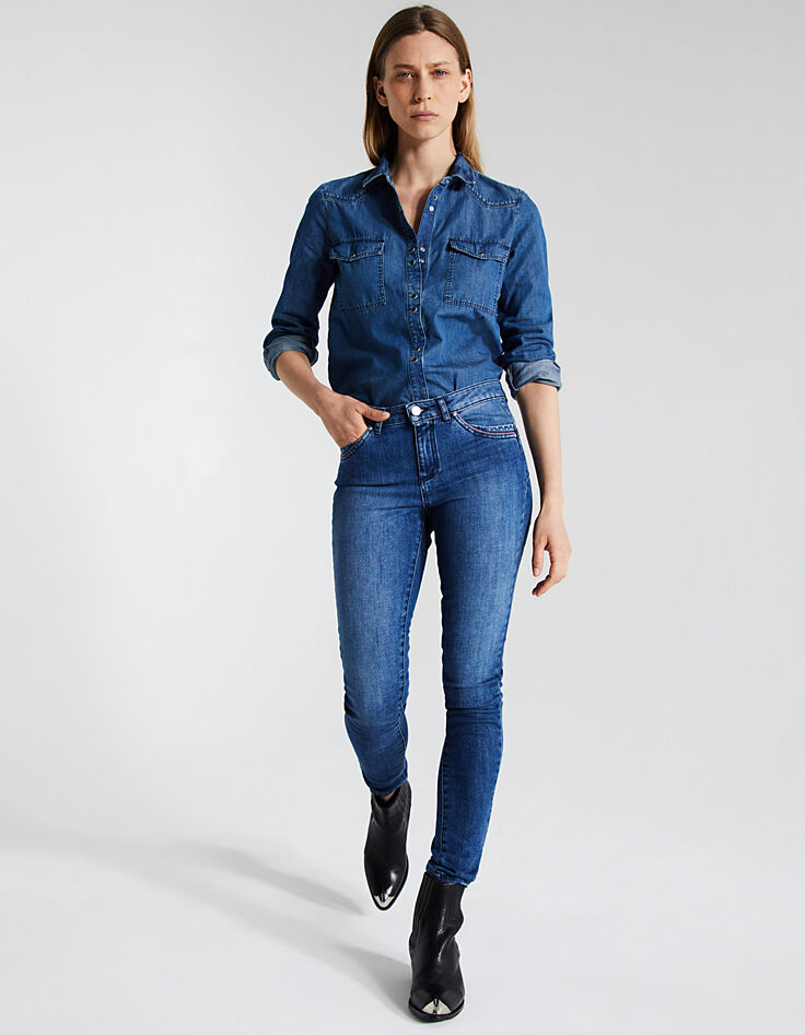 Blaue Damenjeansbluse-5