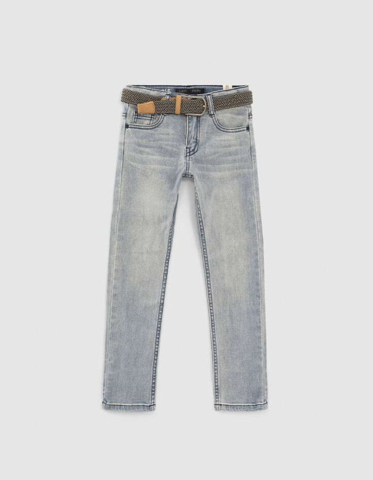 Jean slim bleu avec ceinture tressée garçon-1