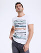 Weißes Herren-T-Shirt mit Burning-Man-Motiv-1