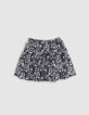 Short black skirt floral print rock girl-4