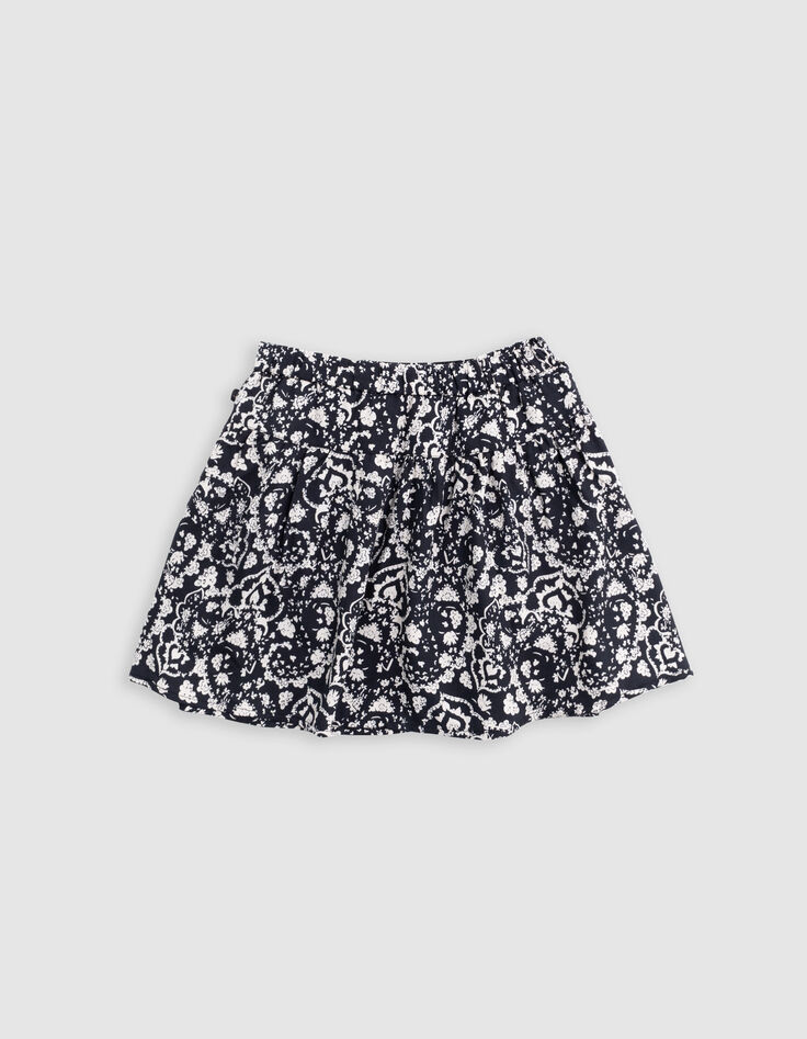 Short black skirt floral print rock girl-4